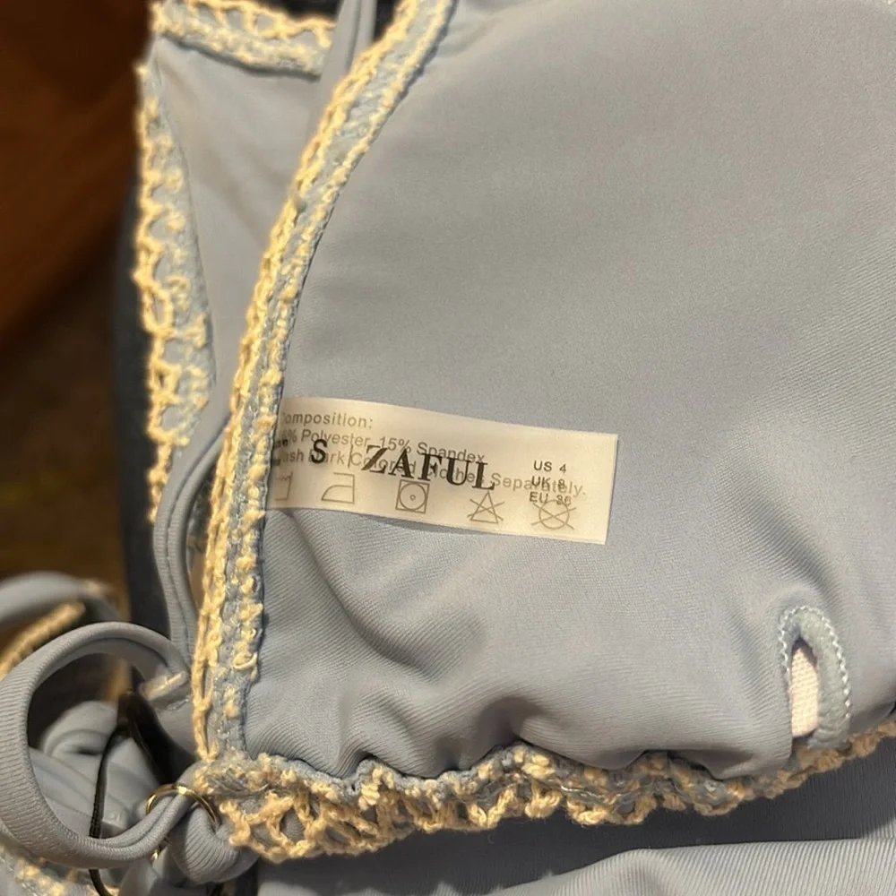 ZAFUL Bikini Swimsuit 2 Two Piece Triangle String Fishnet Size 4 Small‎